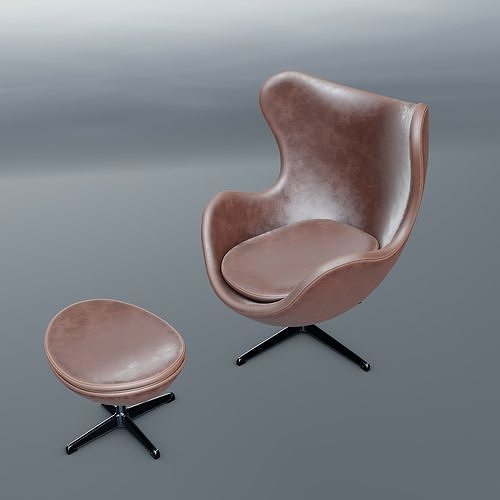 Egg Chair and Ottoman Low-poly 3D model 7