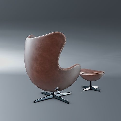 Egg Chair and Ottoman Low-poly 3D model 4