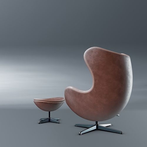 Egg Chair and Ottoman Low-poly 3D model 2
