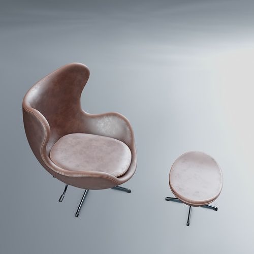 Egg Chair and Ottoman Low-poly 3D model 5