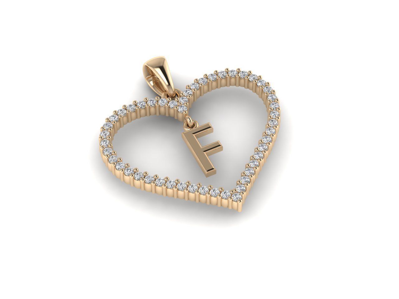 Heart Alphabet F 3D print model_3