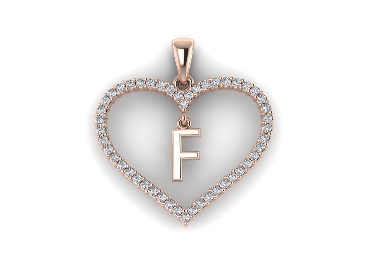 Heart Alphabet F 3D print model_7