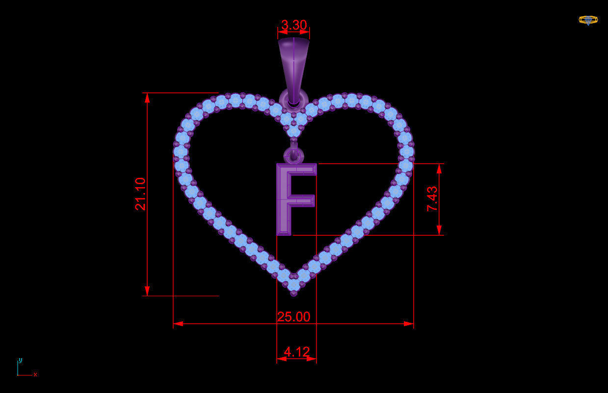 Heart Alphabet F 3D print model_9