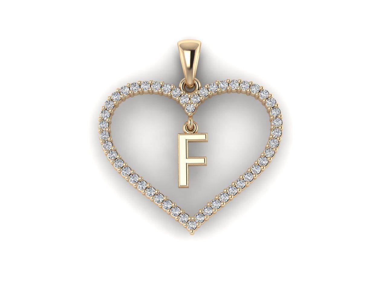 Heart Alphabet F 3D print model_6