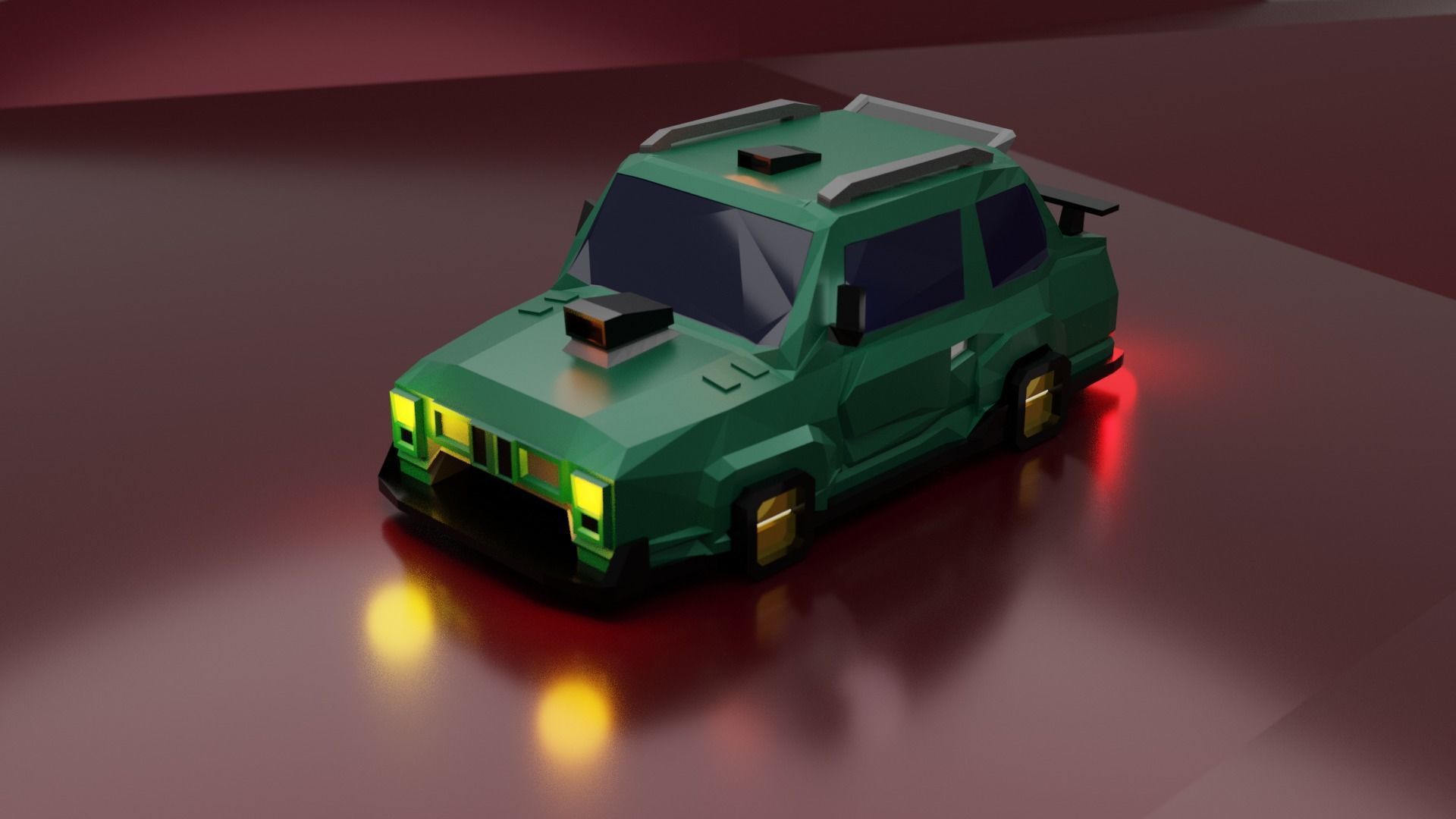 Low-poly Cyber Drift car Free low-poly 3D model_2