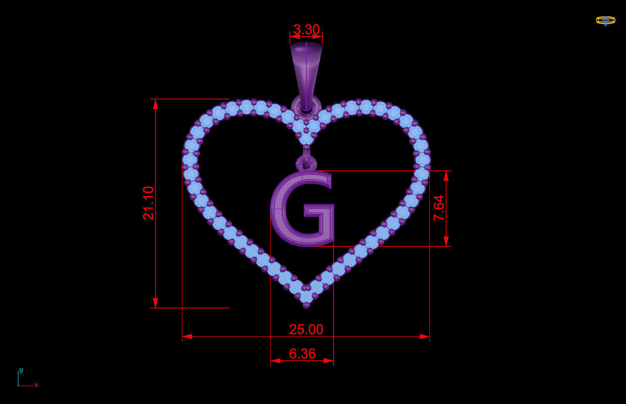 Heart Alphabet G 3D print model_9