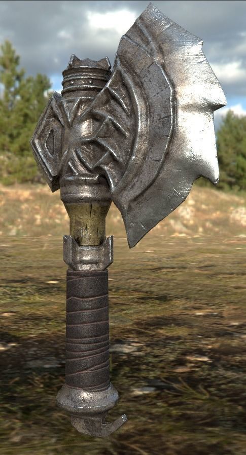Axe warcraft Low-poly 3D model_1