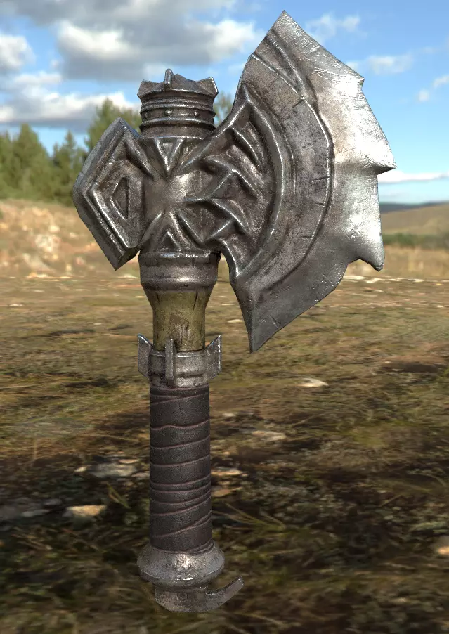 Axe warcraft Low-poly 3D model_0