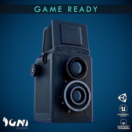 Lubitel 2 Game Ready LowPoly PBR camera Low-poly 3D model
