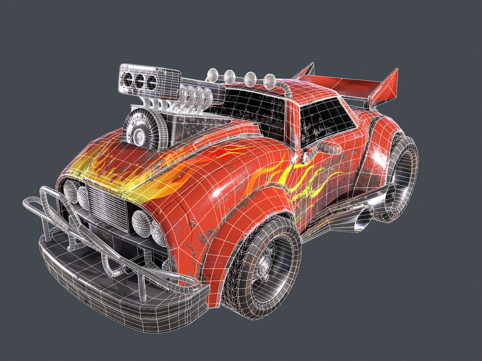 Stylized Car  Low-poly 3D model_5