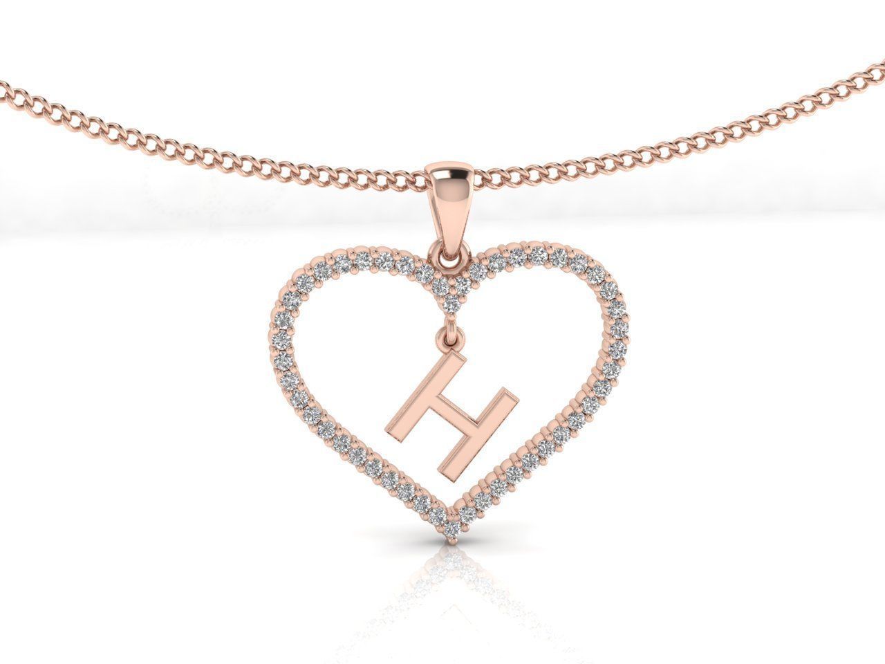 Heart Alphabet H 3D print model_1