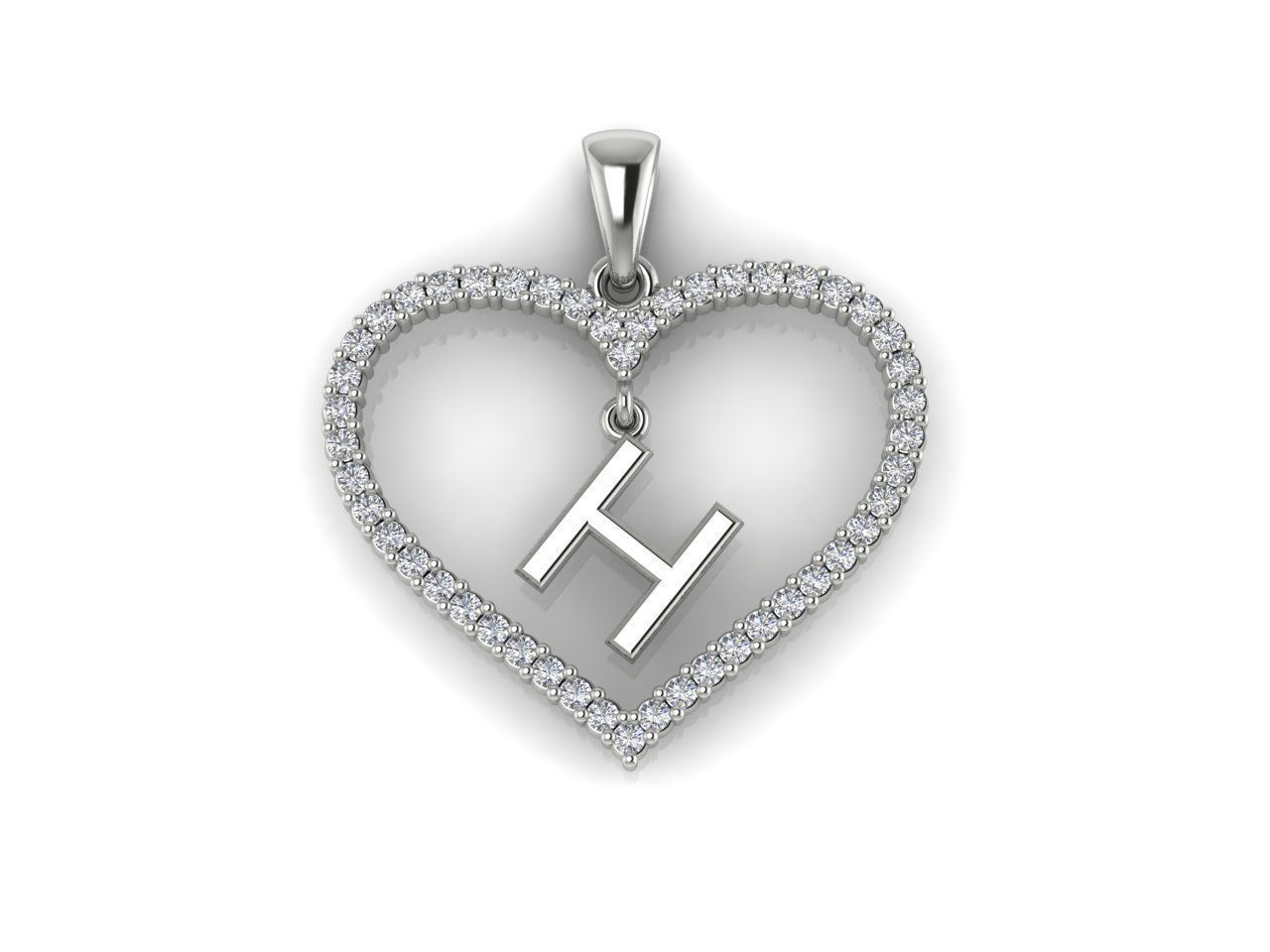 Heart Alphabet H 3D print model_8