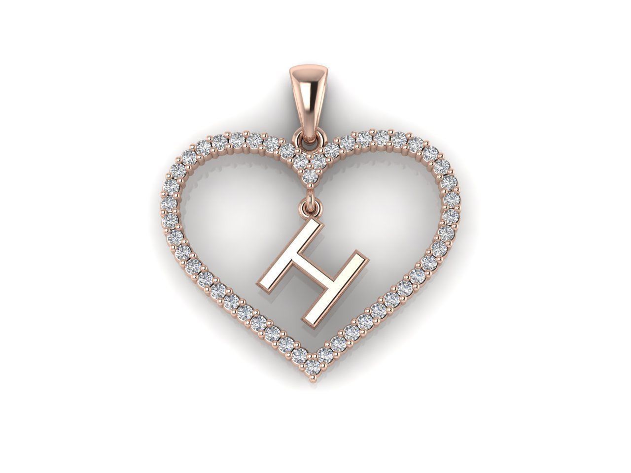 Heart Alphabet H 3D print model_7