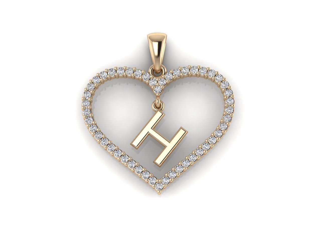 Heart Alphabet H 3D print model_6