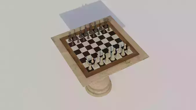 Chess set and table 3D models Low-poly 3D model