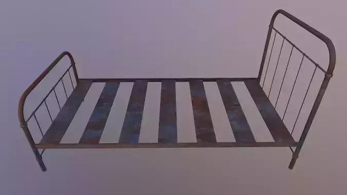Old Bed Game Ready Low-poly 3D model