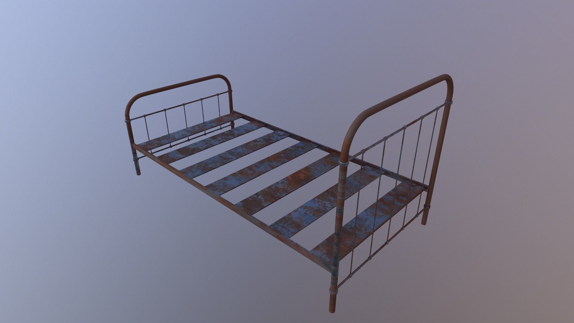 Old Bed Game Ready Low-poly 3D model_3
