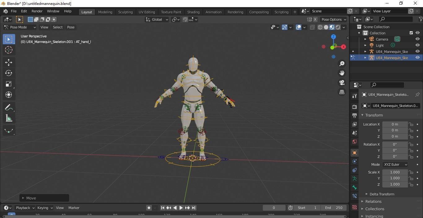 Mannequin 3d model for Unreal Engine or Unity Low-poly 3D model_3