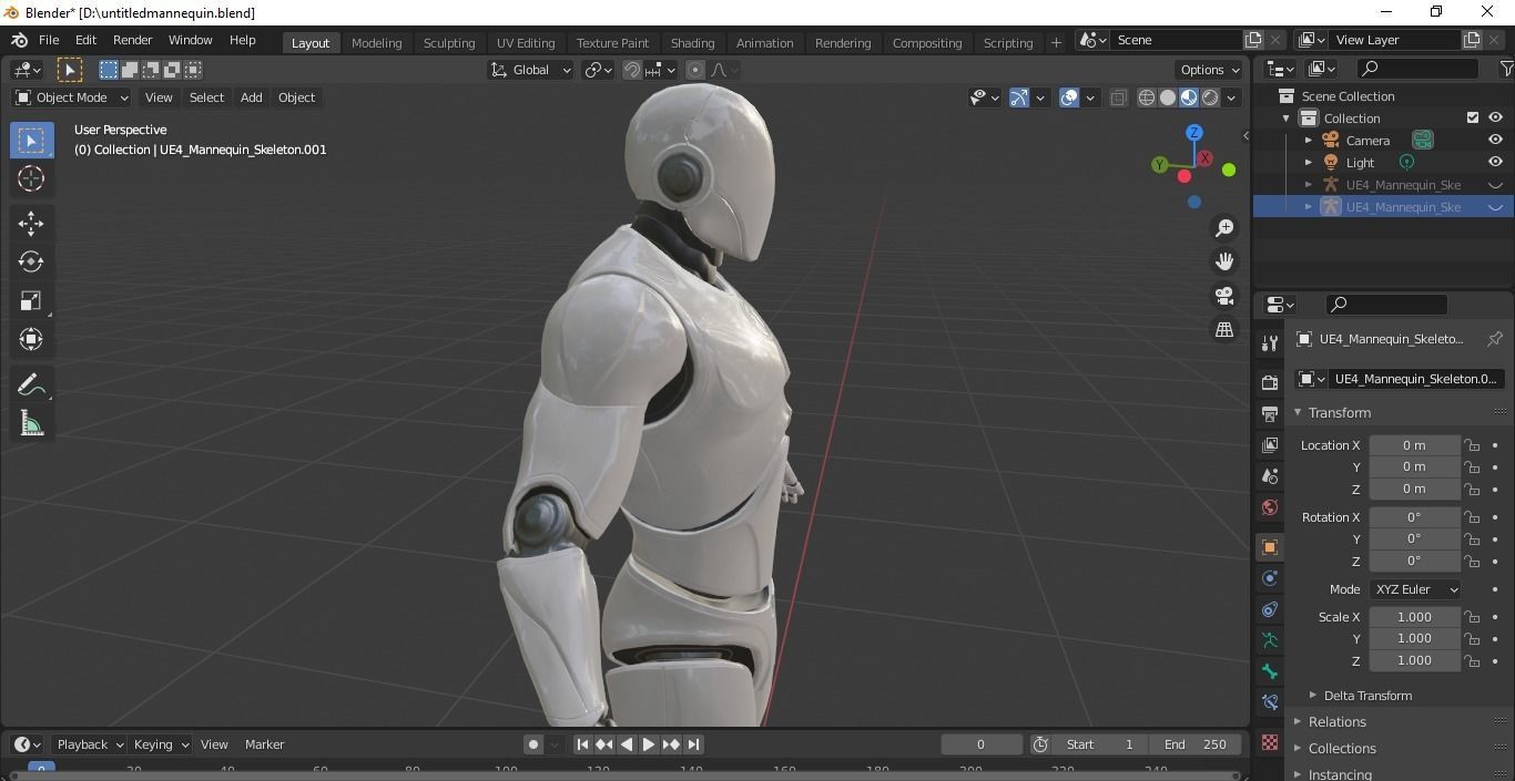 Mannequin 3d model for Unreal Engine or Unity Low-poly 3D model_2