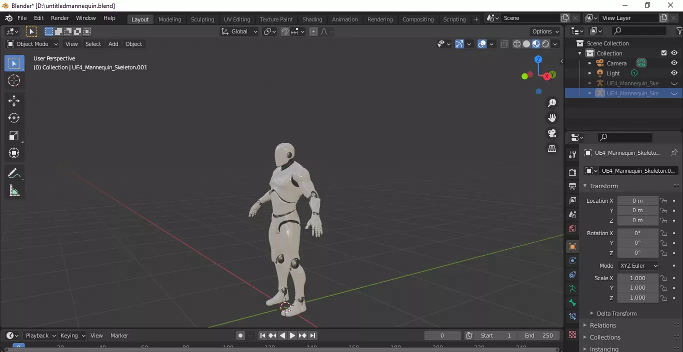 Mannequin 3d model for Unreal Engine or Unity Low-poly 3D model_0