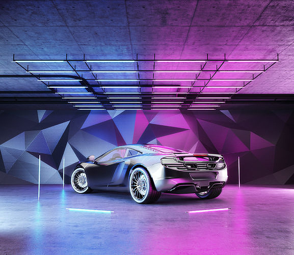 Car studio interior room - render lighting storage 3D model