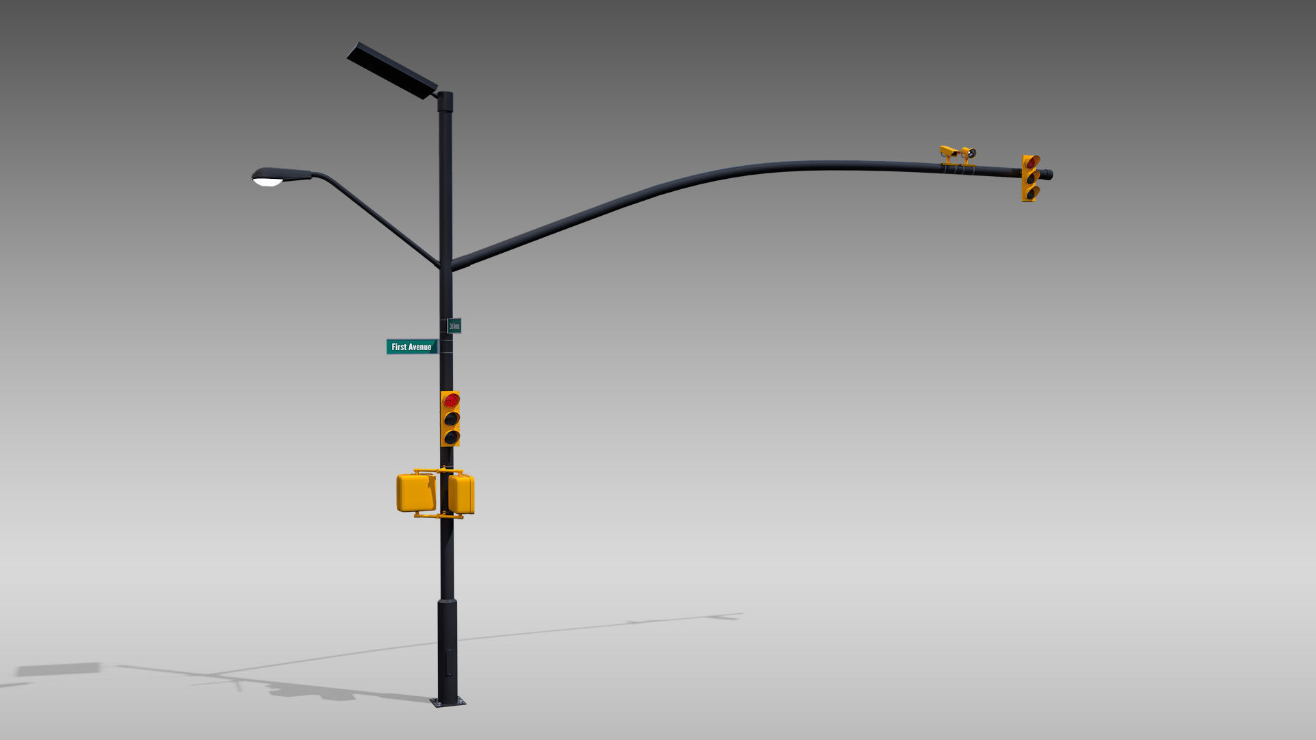 Intersection Traffic Light and Camera 3D model_1
