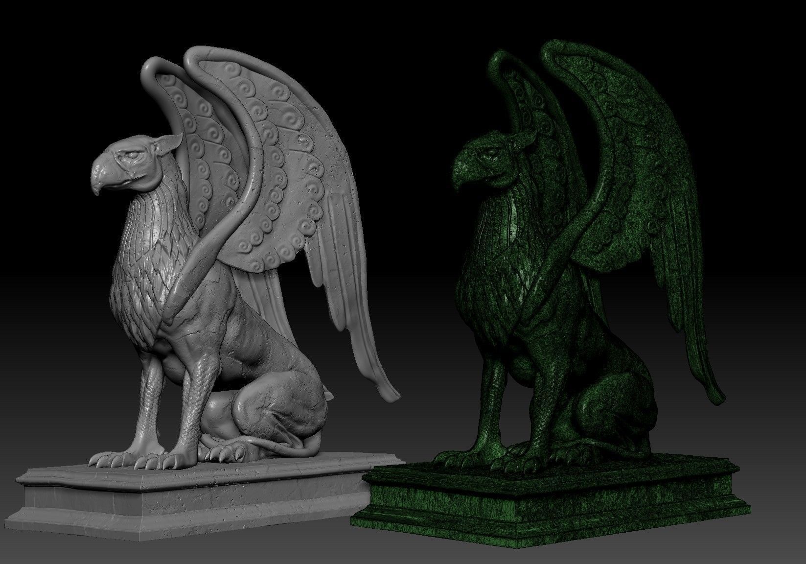 Griffin Statue PBR Low-poly 3D model_10