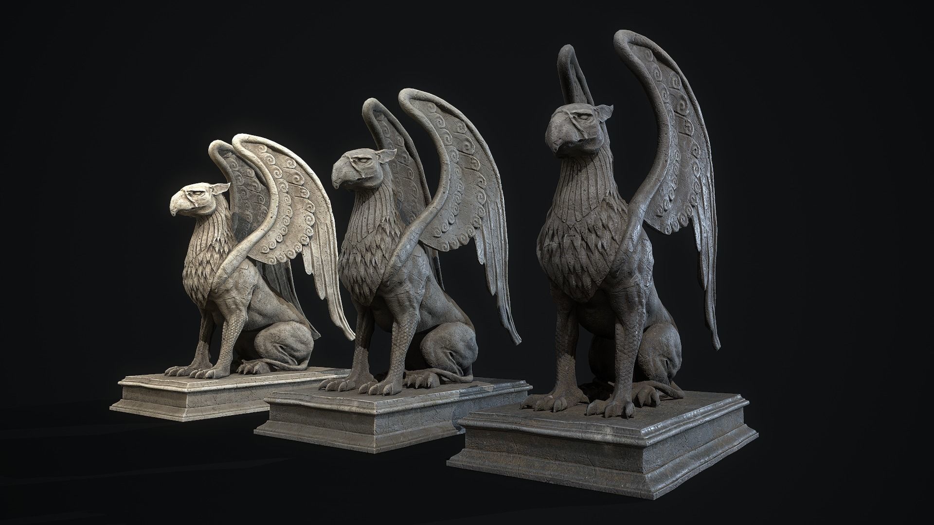 Griffin Statue PBR Low-poly 3D model_5