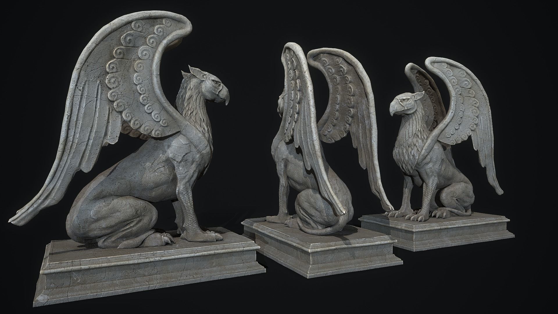 Griffin Statue PBR Low-poly 3D model_2