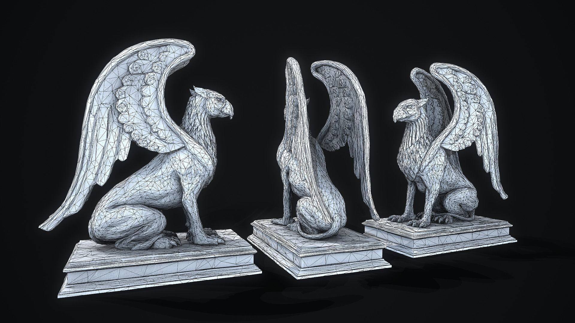 Griffin Statue PBR Low-poly 3D model_9