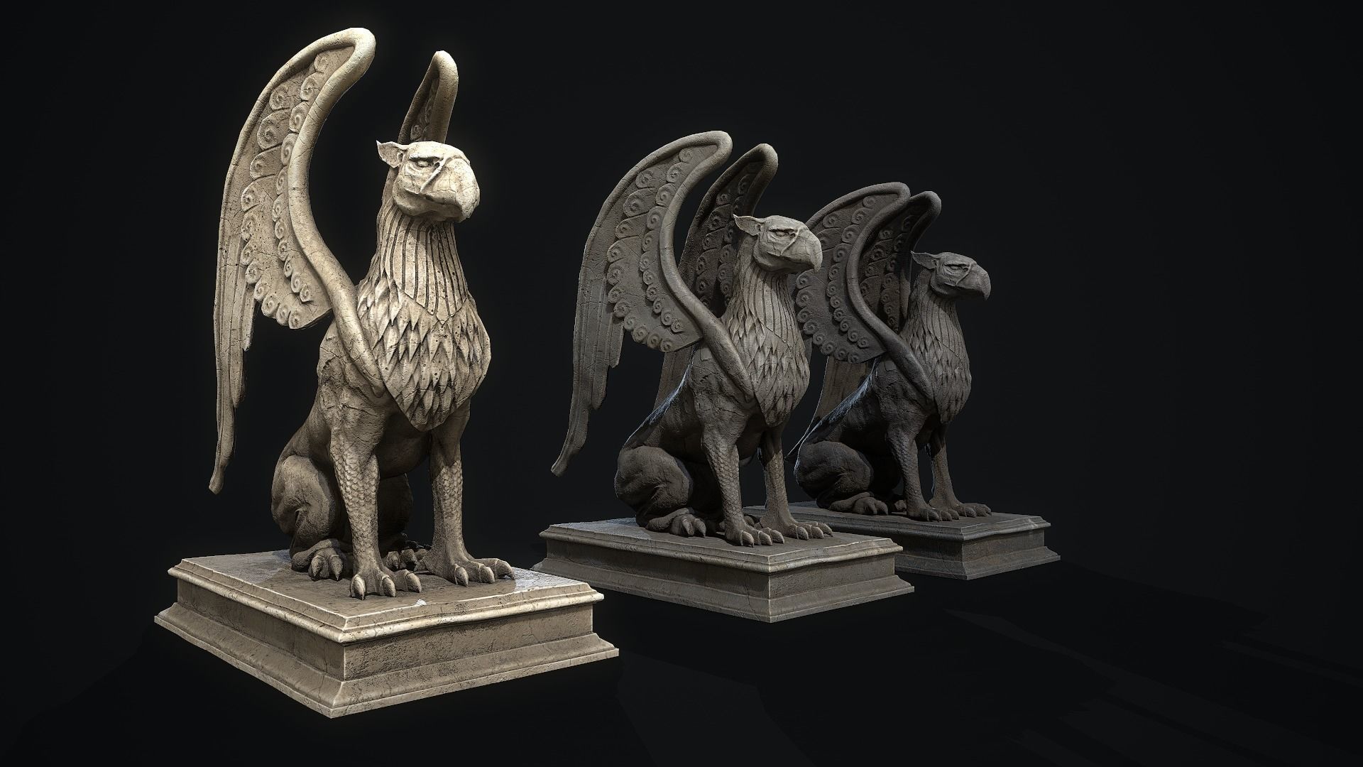 Griffin Statue PBR Low-poly 3D model_6