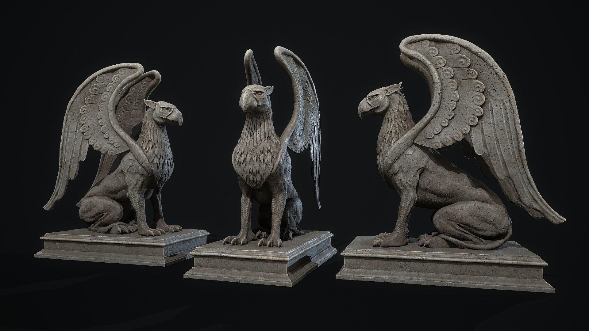 Griffin Statue PBR Low-poly 3D model_1