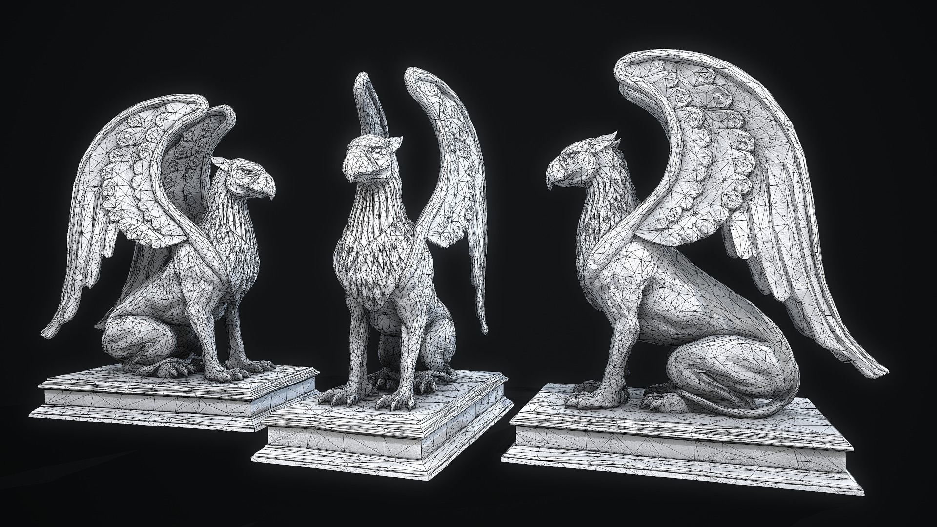 Griffin Statue PBR Low-poly 3D model_8