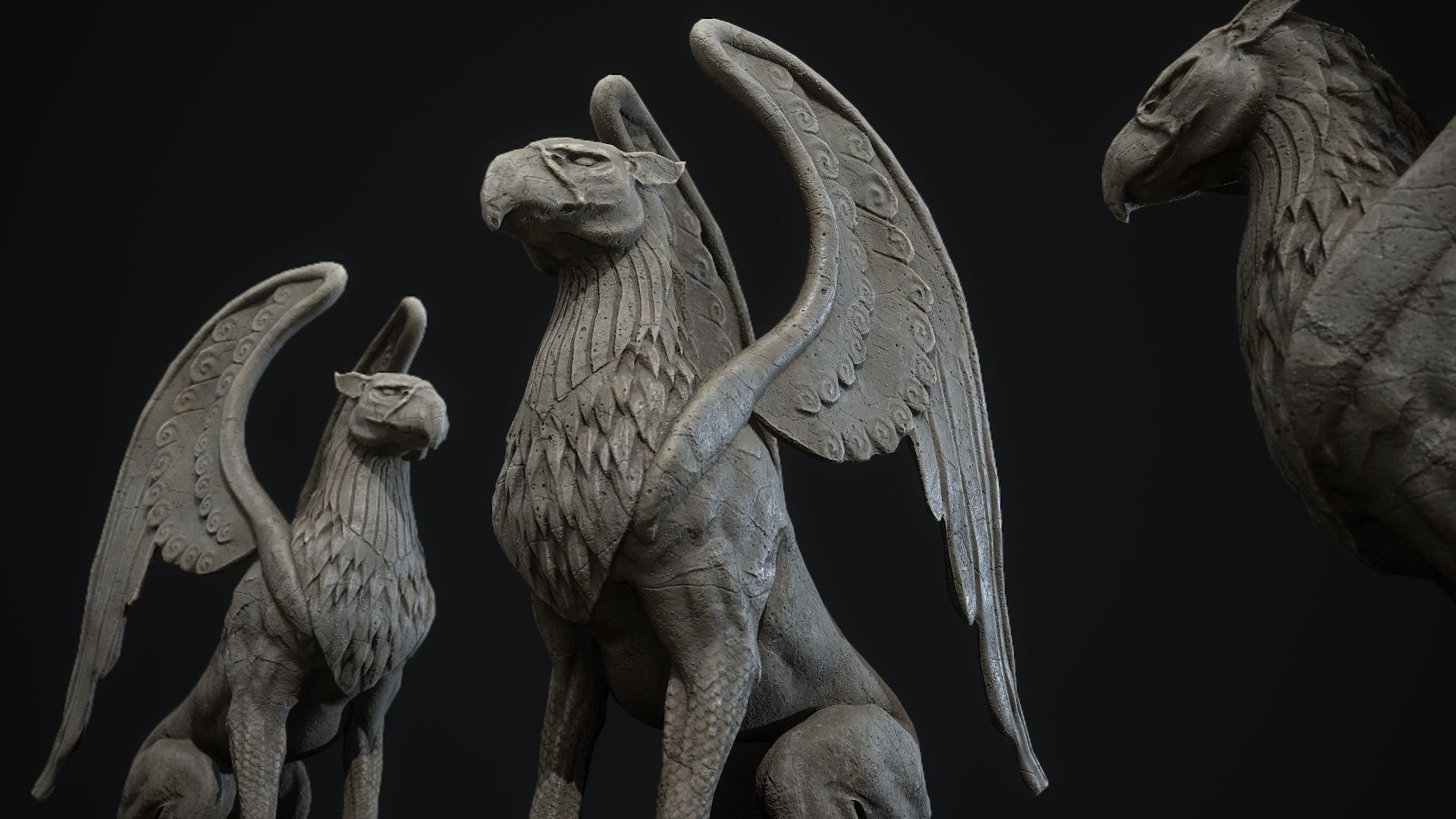 Griffin Statue PBR Low-poly 3D model_3