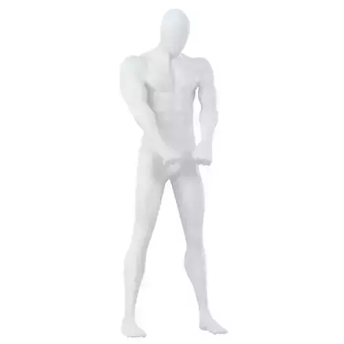 A male mannequin stands in a pose like a karate 151