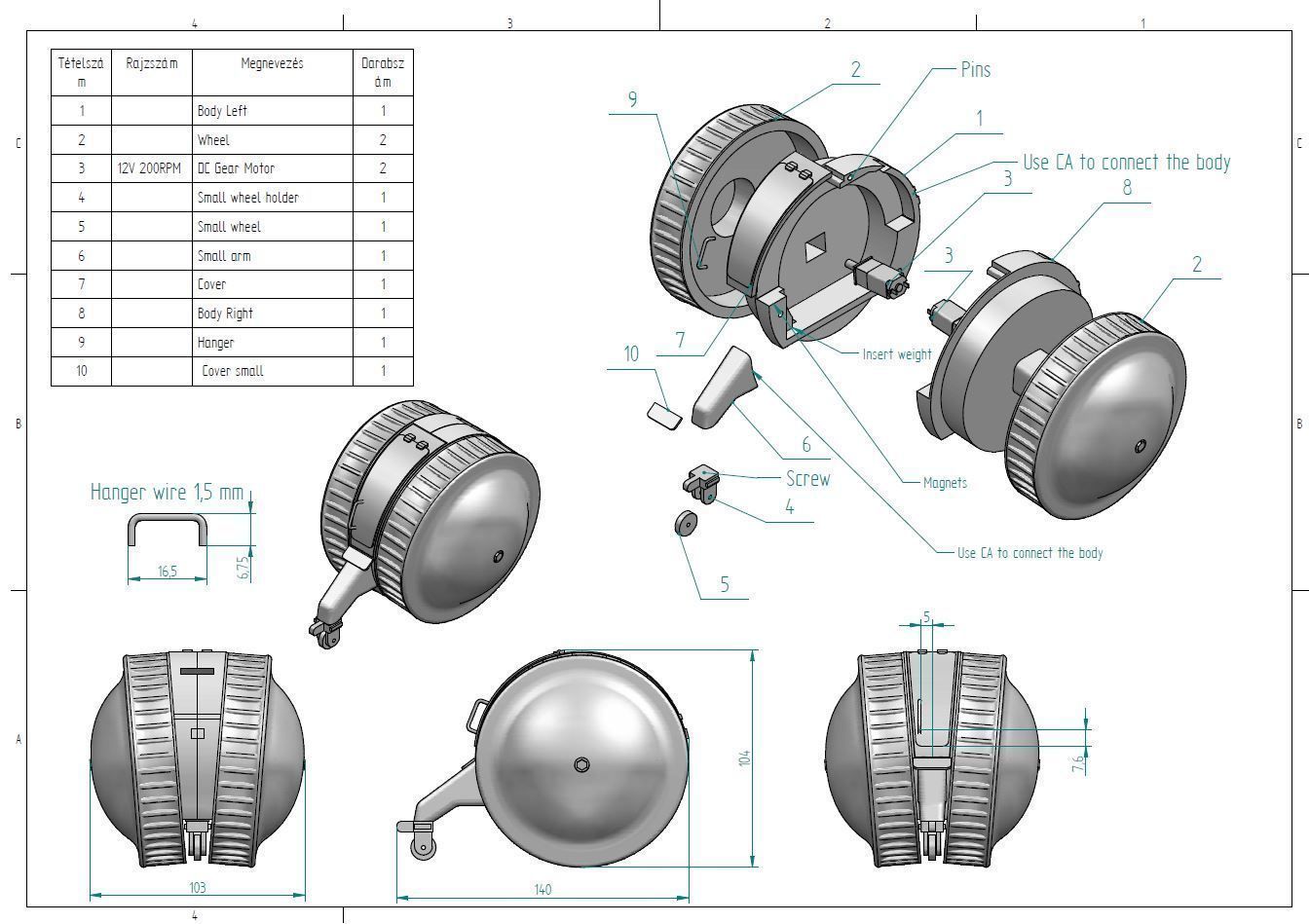 Kugelpanzer 1 16 scale RC tank 3D print model_7
