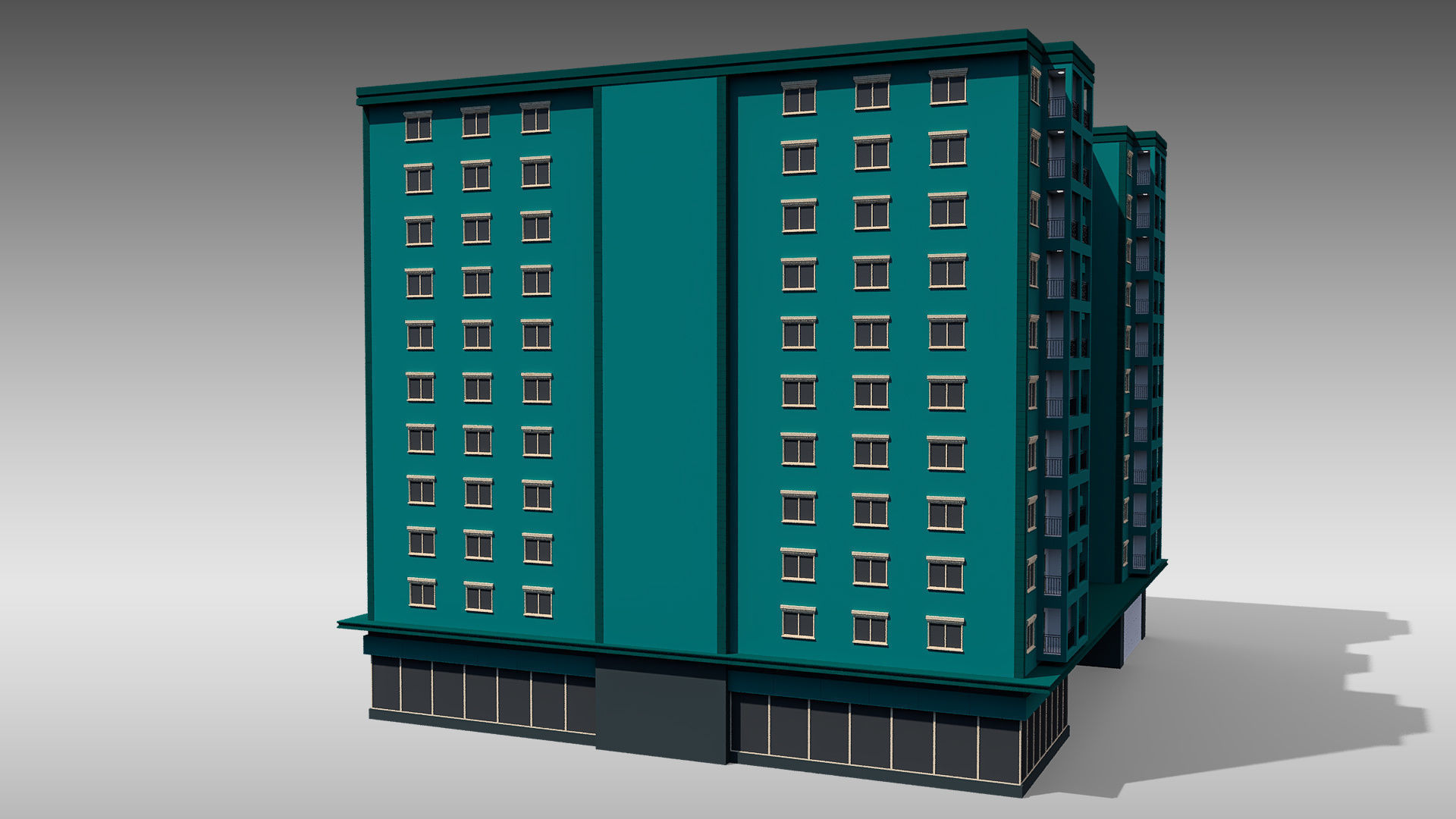 Apartment Building 001 3D model_7