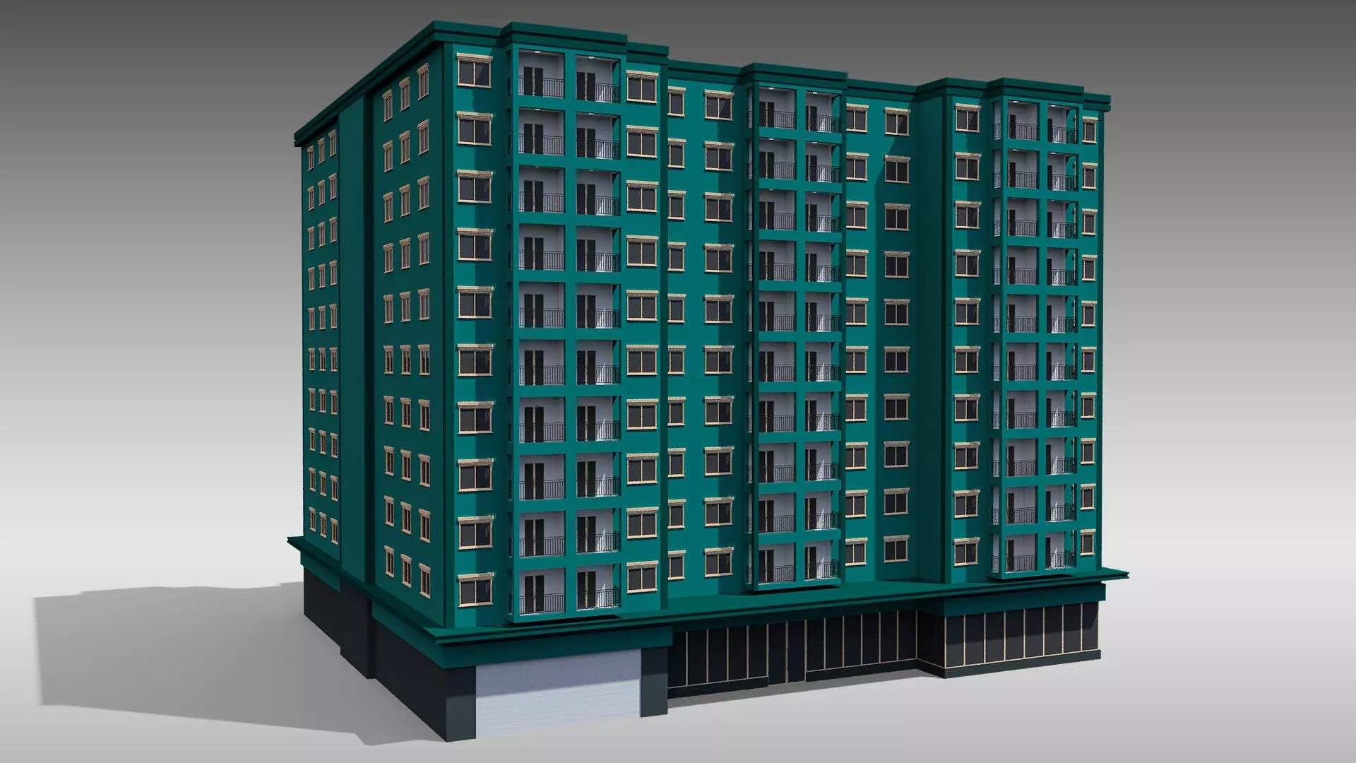 Apartment Building 001 3D model_0