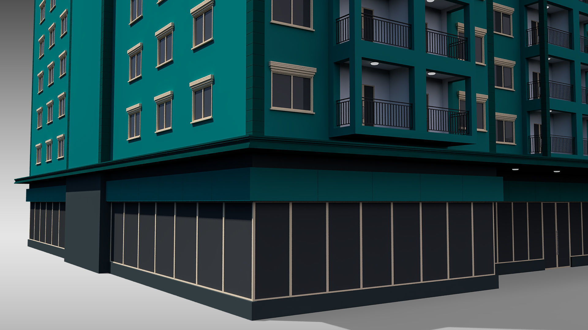 Apartment Building 001 3D model_6