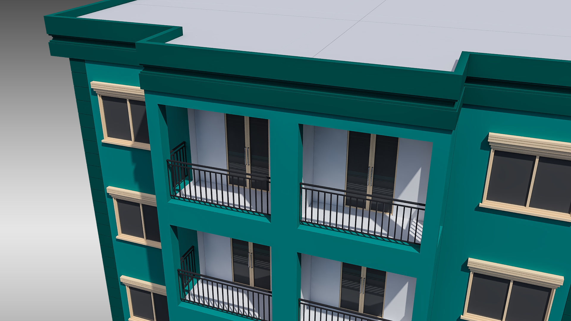 Apartment Building 001 3D model_2