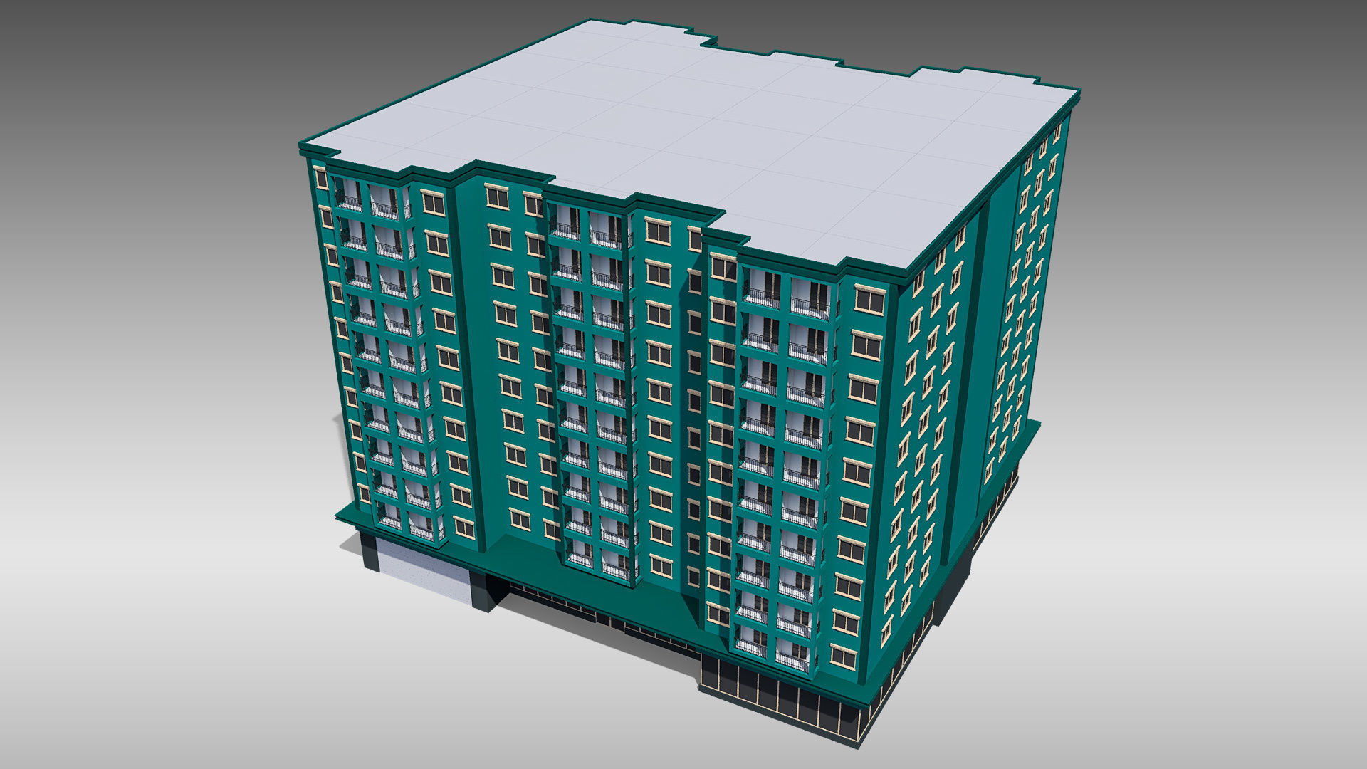 Apartment Building 001 3D model_1