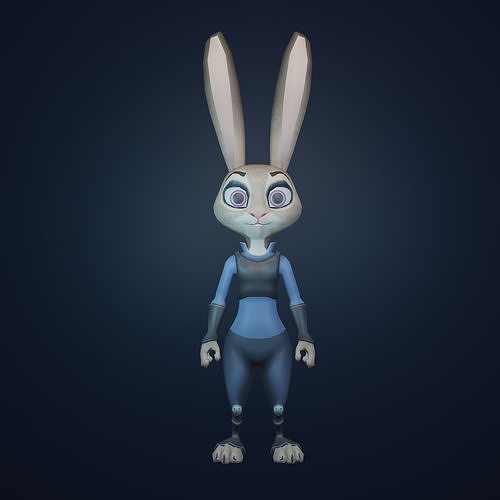 Cartoon Rabbit character Free low-poly 3D model