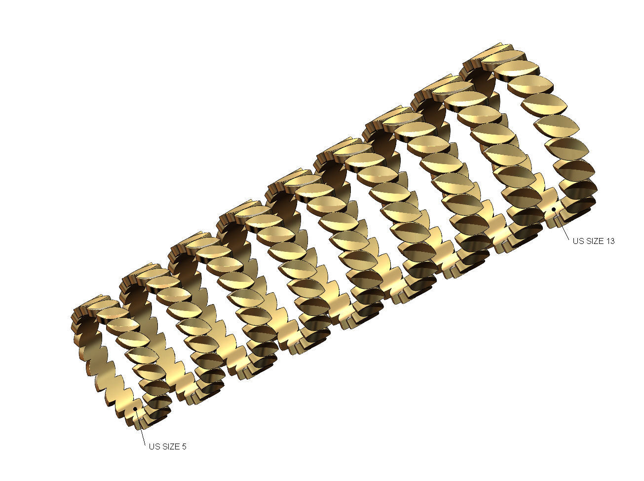 Tilted eternity leaf motif band size 5to13 3D print model_1