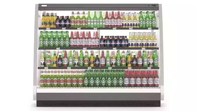 Refrigerator With Beer Bottles 3D model