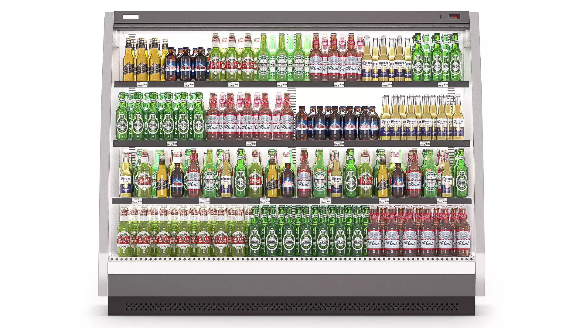 Refrigerator With Beer Bottles 3D model_0