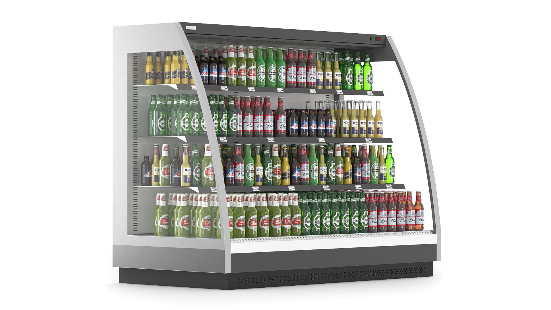 Refrigerator With Beer Bottles 3D model_1