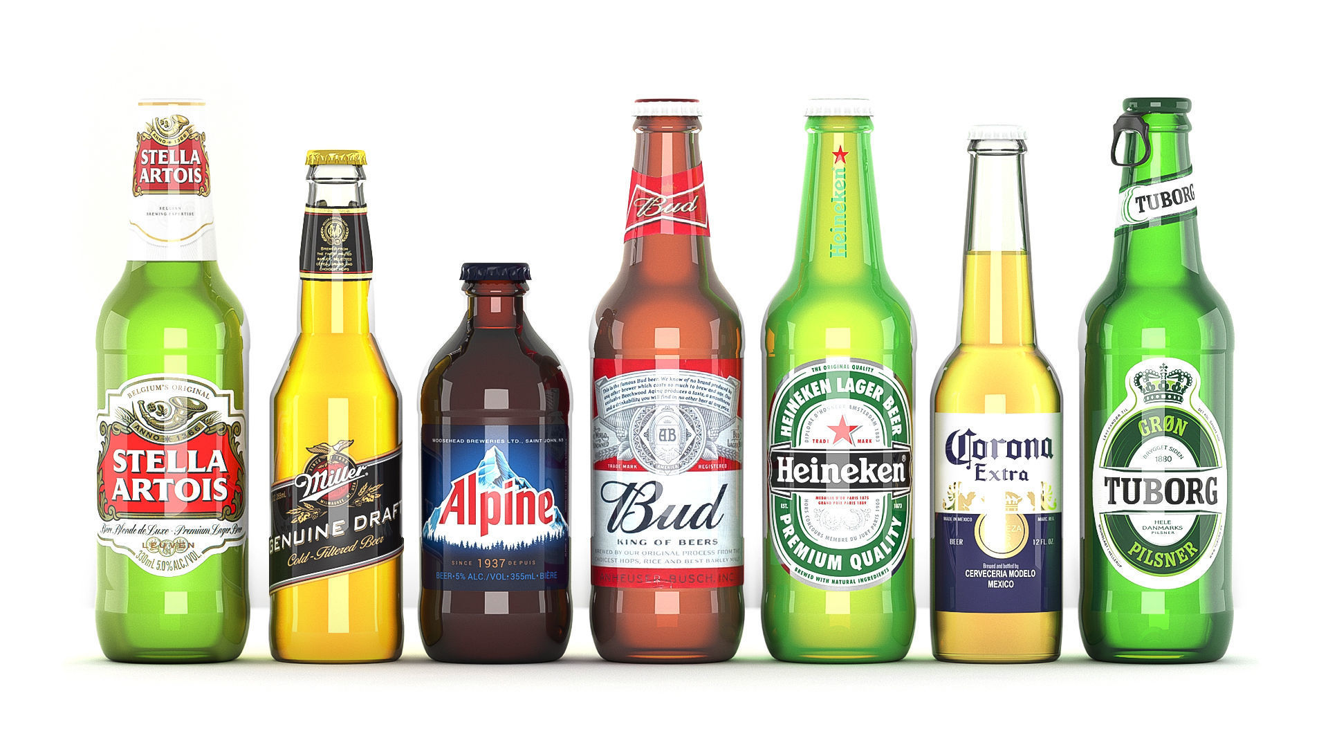 Refrigerator With Beer Bottles 3D model_2