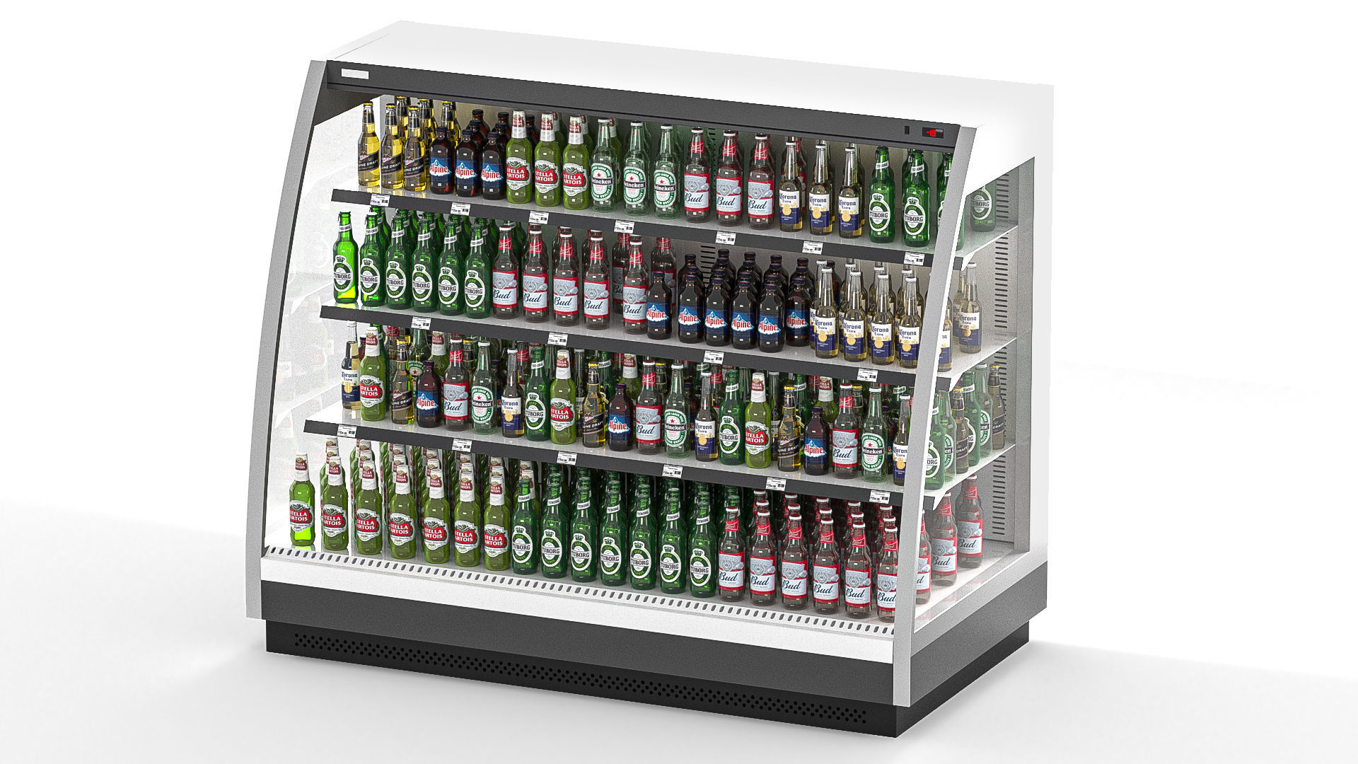 Refrigerator With Beer Bottles 3D model_3
