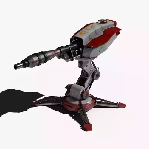 Cosmo-Modern Turret -Cheerful Defender Low-poly 3D model