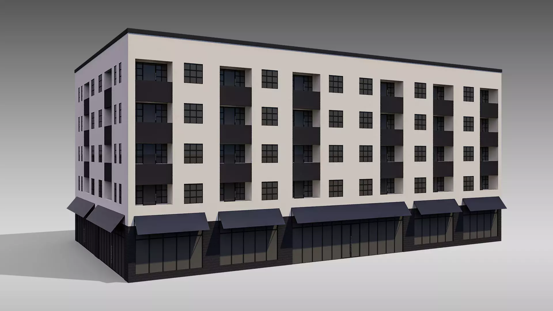 Apartment Building 002 3D model_0